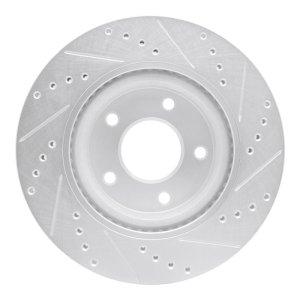 Nissan Sentra Brake Rotor (1) - Front Left - R1 Concepts - Drilled & Slotted - Silver - `11-`19